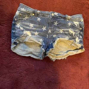 Denim star print shorts